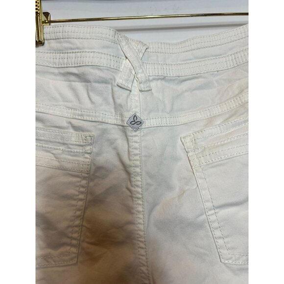 Prana Womens Tess White Cotton Shorts Size 10 With 3" Inseam - Picture 7 of 9